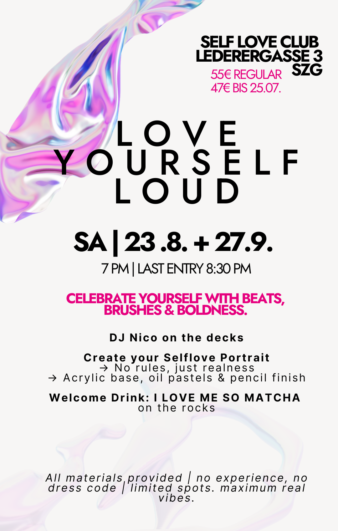 LOVE YOURSELF LOUD: DJ Night & Selflove-Art