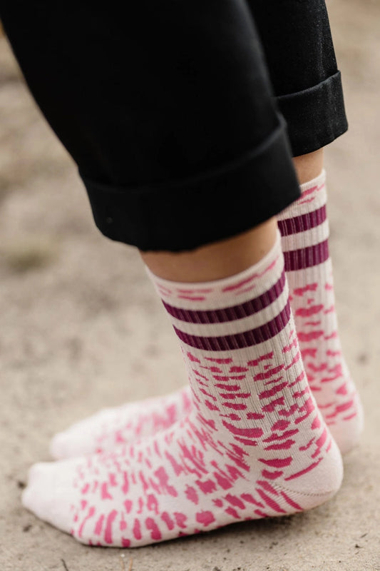 Socken AMANDA in rosa/burgund